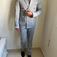 کت شلوار  دبل طوسی