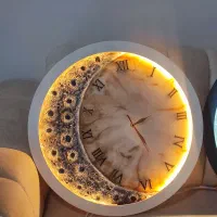 تابلوی ساعت و ماه رزینی|ساعت دیواری و تزئینی|گنبد کاووس, |دیوار