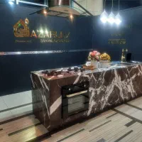 طراحی جزیره تمام سنگ آشپزخانه سوپر لاکچری