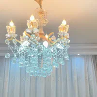 لوستر ۶ شاخه کریستال اصل ناخمن آلمان بدنه برنج