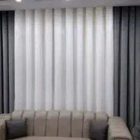 پرده پانچ منیمال طوسی وسفید نو