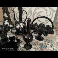 جام و گلدان و ظروف شیشه ای ست مشکی قدیمی|صنایع دستی و سایر لوازم تزئینی|تهران, سنگلج (شاپور)|دیوار