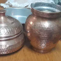 حراج قندان و شکر ریز و تابه مس چکشی|کلکسیون اشیاء عتیقه|دماوند, گیلاوند|دیوار