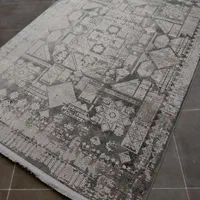 فرش وینتیج نقشه هریس طوسی کرم مدرن