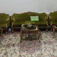 سرویس مبل ۷ نفره سبز اروپایی سرگل ورق طلا  در حدنو|مبلمان خانگی و میز عسلی|تهران, نیروی هوایی (پیروزی)|دیوار