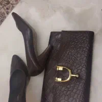 کفش چرم طبیعی و کیف کتابی مجلسی سایز ۳۷