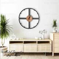 ساعت دیواری مدرن چوب و فلز با موتور آرام گرد|ساعت دیواری و تزئینی|چهاردانگه (تهران), |دیوار