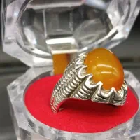 انگشتر فوق لوکس عقیق زرد شرف شمس(شرف الشمس) نقره