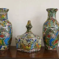 ظرف سه تیکه طرح گل مرغی