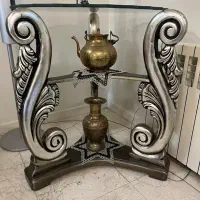 میز گرد منبت کاری شده ورق نقره چوب راش|مبلمان خانگی و میز عسلی|تهران,  امام زاده قاسم (نیاوران)|دیوار