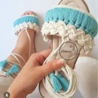 بافت انواع صندل های مکرومه|کیف، کفش، کمربند|رشت, استقامت ۲|دیوار