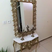 آینه کنسول با شمعدان برنزی