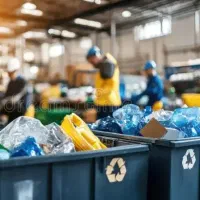 جمع آوری و چیدمان ظروف پلاستیکی در انبار