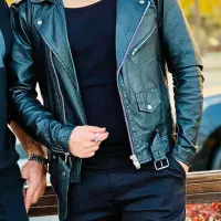 کاپشن چرم طبیعی اورجینال طرح کمری پلیسی