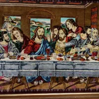 تابلو فرش تمام ابریشم شام آخر