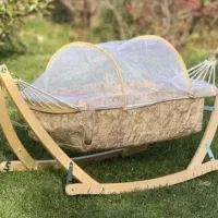 گهواره سنتی چوبی تابخور باتشک بالش پشه بند وساک