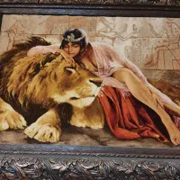 تابلو فرش ابریشمی دستباف ملکه و شیر|تابلو فرش|کرج, چهارصد دستگاه|دیوار