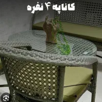 کاناپه سبز۴نفره/میزقهوه خوری ۲نفره/میزوصندلی ۴نفره