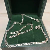 گردنبند و دستبند نقره  فیگارو ایتالیایی