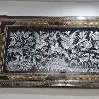 تابلو قلم زنی با قاب خاتم کاری