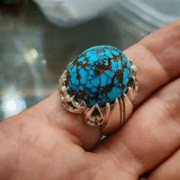 انگشتر فیروزه ناب نیشابوری مغز سنگ