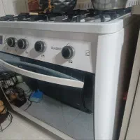 گاز کلاسیک طرح فر سفید 5شغله تمیز لعاب دار براق
