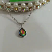 مدال نقره نگین اشکی هفت رنگ کد ۶۴۳|جواهرات|اصفهان, مولوی|دیوار