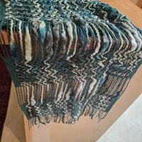 شال بافت وارداتی رنگ ترکیبی سبزآبی