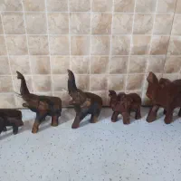 مجسمه کاروان فیل چوبی کار دست ( تایلندی )