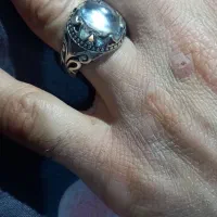 انگشتر نقره با سنگ کهربا