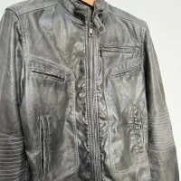 کاپشن چرم زارا ترک رنگ طوسی