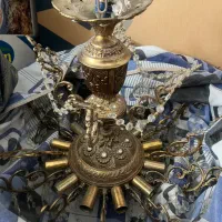 لوستر برنز با گوی های کریستال خارجی|لوستر و چراغ آویز|کرج, فاز ۳ گوهردشت|دیوار