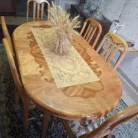 میز و صندلی نهار خوری چوبی معرق کاری شش نفره درجه1