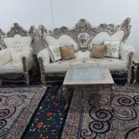 مبلمان هفت نفره سلطنتی با روکش و میز وعسلی سالم|مبلمان خانگی و میز عسلی|همدان, |دیوار