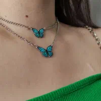 گردنبند دولاین پروانه رزینی