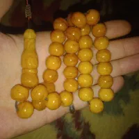 تسبیح ۳۳ تایی کهربا پایه آباژور تسبیح کهنه