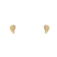 گوشواره میخی طلا 18 عیار زنانه مدل برگ کشیده