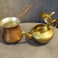 قوری برنجی هندی شیر داغ مسی