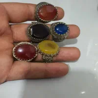 انگشتر عقیق رکاب الیاژ ۵ عدد باهم