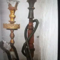 قلیان برنجی و چوب
