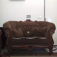 مبل کلاسیک هفت نفره تاج وپایه چوب