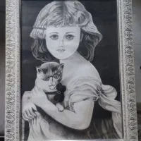 تابلو نقاشی دست سیاه قلم بسیار زیبا و خاص