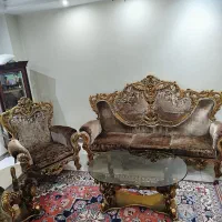 مبلمان سلطنتی قهوه ای طلایی + غذاخوری|مبلمان خانگی و میز عسلی|تهران, امیریه|دیوار