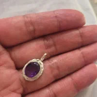 پلاک نقره با سنگ آمیتیست معدنی