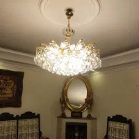 لوستر برنجی طلایی اصل کریستالی 16 شاخه 2 عدد|لوستر و چراغ آویز|تهران, پاسداران|دیوار