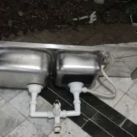 سینک ظرفشویی دوقلو-هود اشپزخانه-درب چوبی