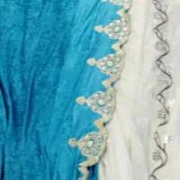 پرده حریربادستک آبی ودارای هاشیه به متراژ۱۸متر