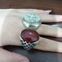 انگشتر عقیق یمانی و انگشتر شجر دریایی برفی کهنه|جواهرات|پاکدشت, پاکدشت (مامازند)|دیوار