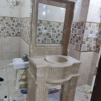 روشویی و آینه تمام سنگ نما