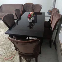 مبل ۹ نفره چوپ گردو با میز غذا ۶ نفره|مبلمان خانگی و میز عسلی|تهران, شهرک بعثت|دیوار